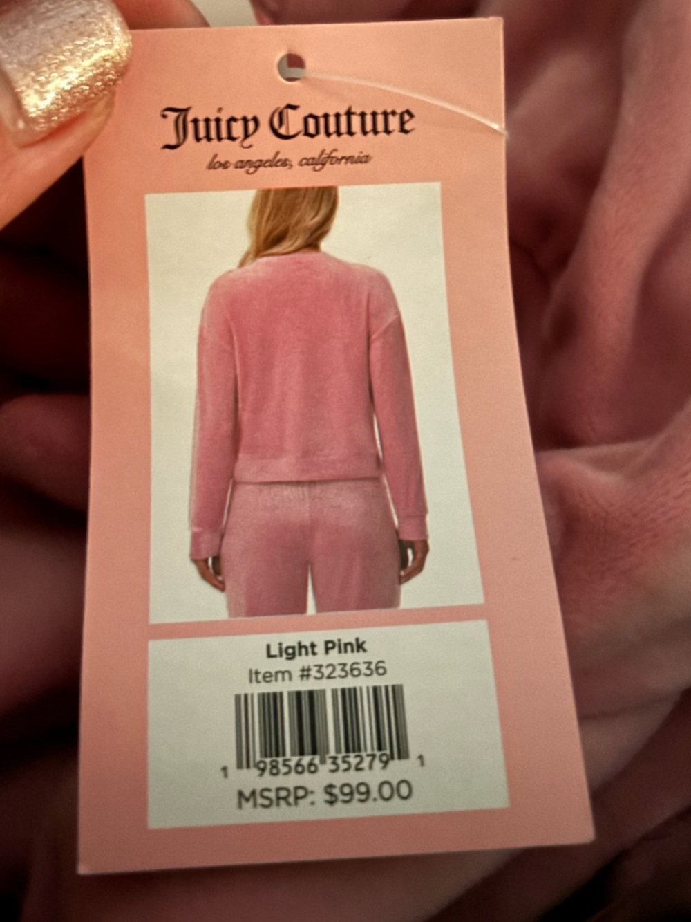 Juicy Couture Pink Velour Logo Top-  Medium - Picture 4 of 4